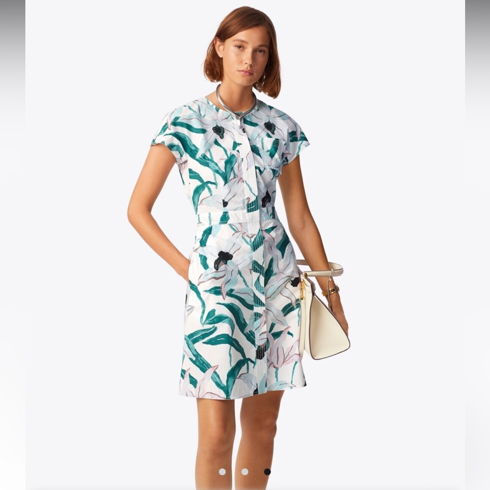 Tory Burch Printed Cotton Shirt Dress in Desert Bloom Size 6